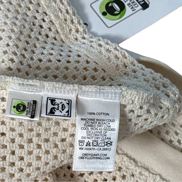 Obey Hudson Mesh Tank Top White Size S NWT | Streetwear Y2K Minimalist - Picture 10 of 10